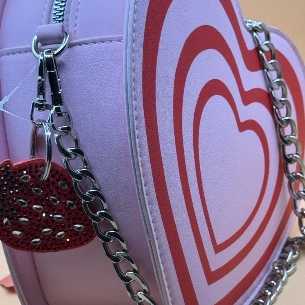 Skinny dip strawberry shortcake heart and chain shoulder purse/ bag - Picture 15 of 16